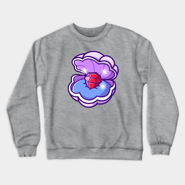 Diamond In Pearl Shell Cartoon Crewneck Sweatshirt by Catalyst Labs